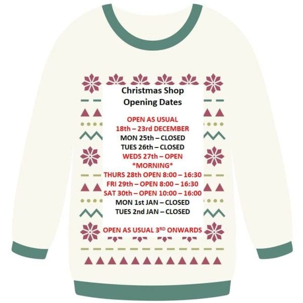 Christmas Delivery & Opening Times